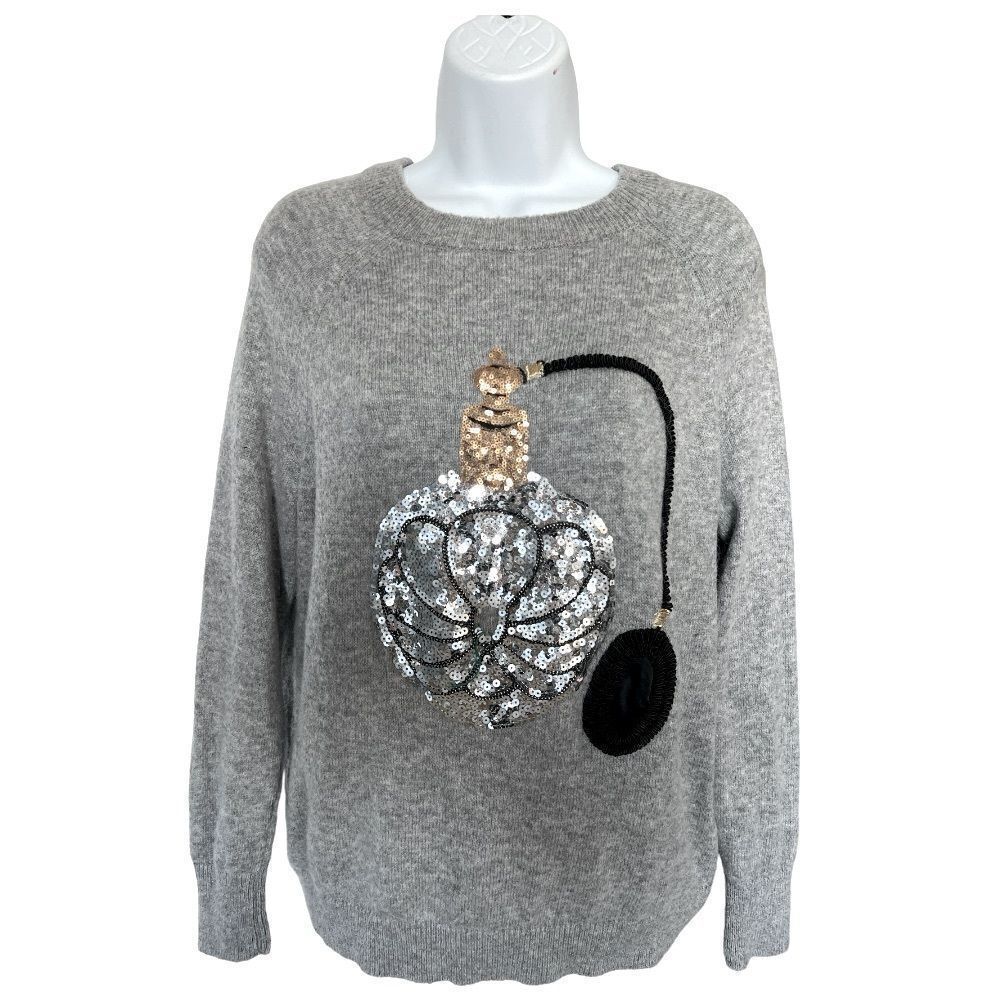 H&M Sequin Perfume Bottle JumperColor Grey Size M.
